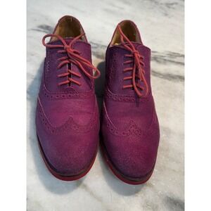 Cole Haan Wingtip Oxfords Fuchsia Suede Lace Up Oxfords Women Size 7 B